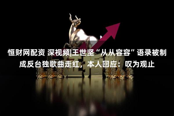 恒财网配资 深视频|王世坚“从从容容”语录被制成反台独歌曲走红，本人回应：叹为观止